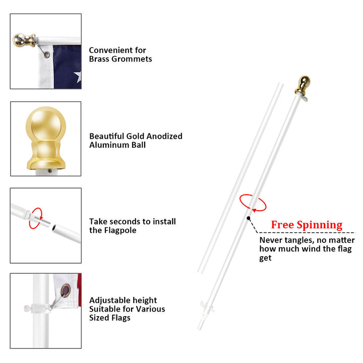 InstaPatriot™ American Flag, Flagpole & FREEDOM™ Bracket Kit by USA Flag Co.