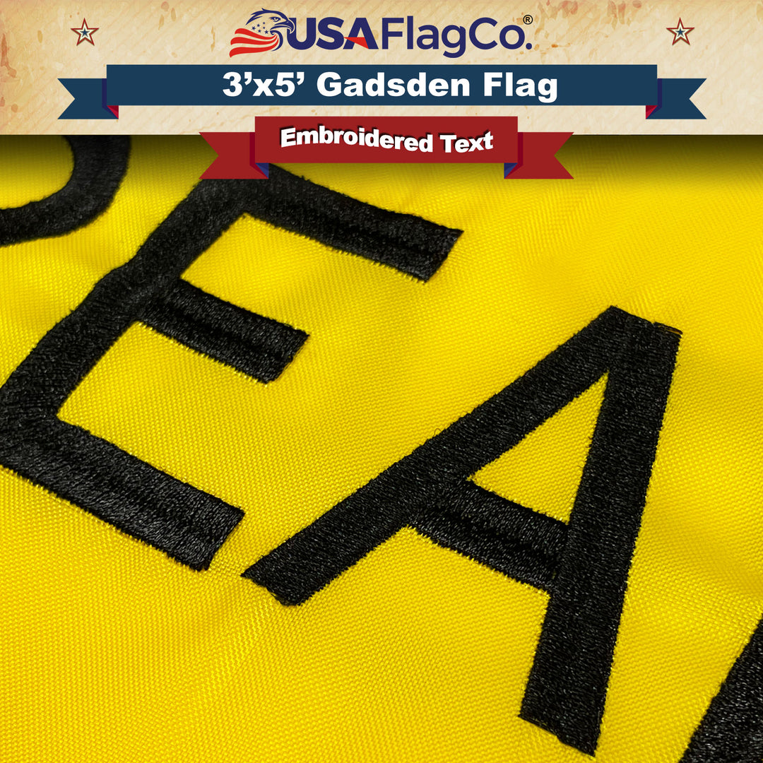 Double-sided Don't Tread On Me Flag Fully Embroidered