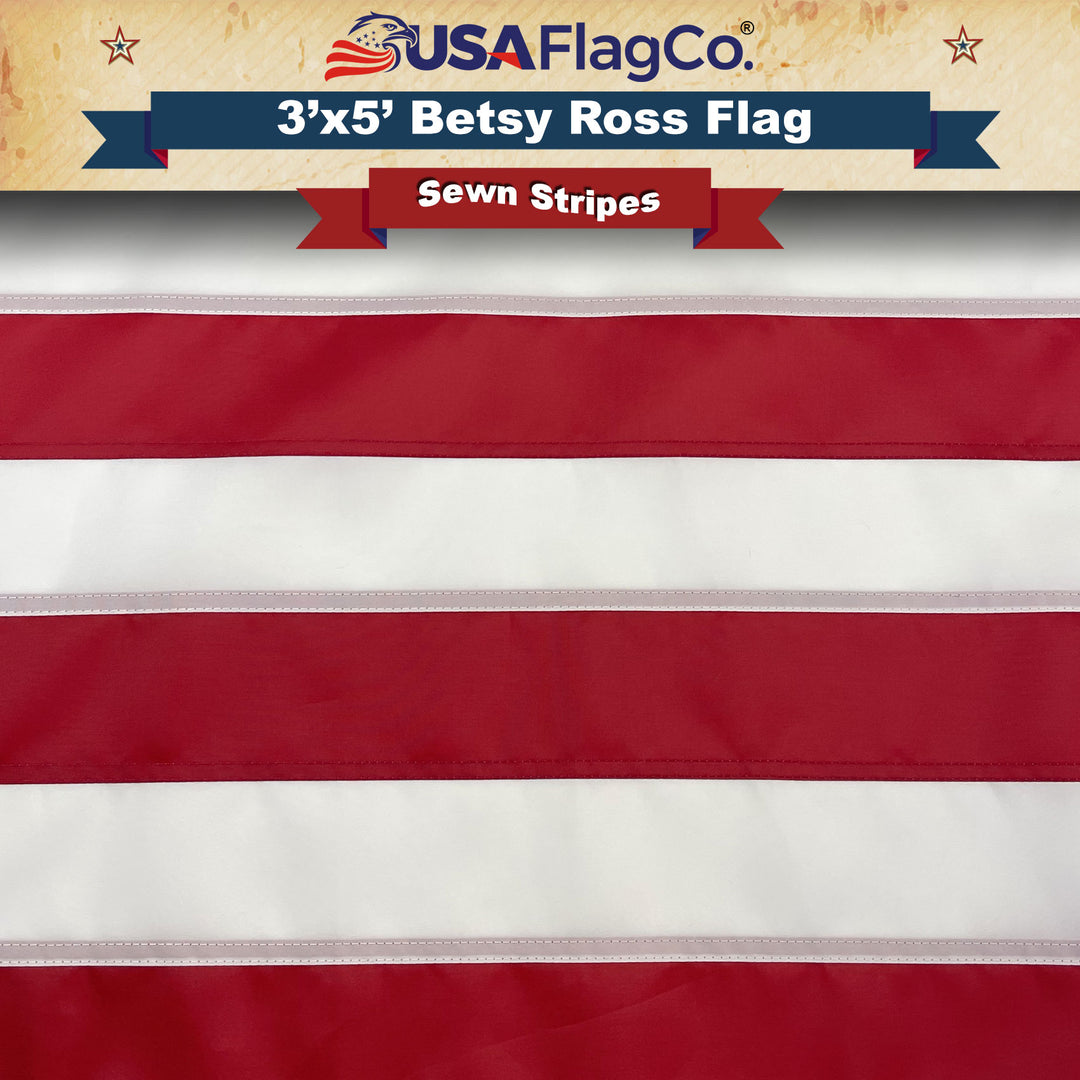 Traditional Betsy Ross Flag (3x5 foot) Embroidered Stars & Sewn Stripes - USA Flag Co.