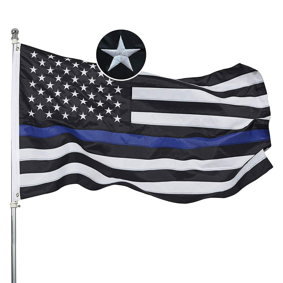 Thin Blue Line American Flag (3x5 foot) Embroidered Stars & Sewn Stripes - USA Flag Co.