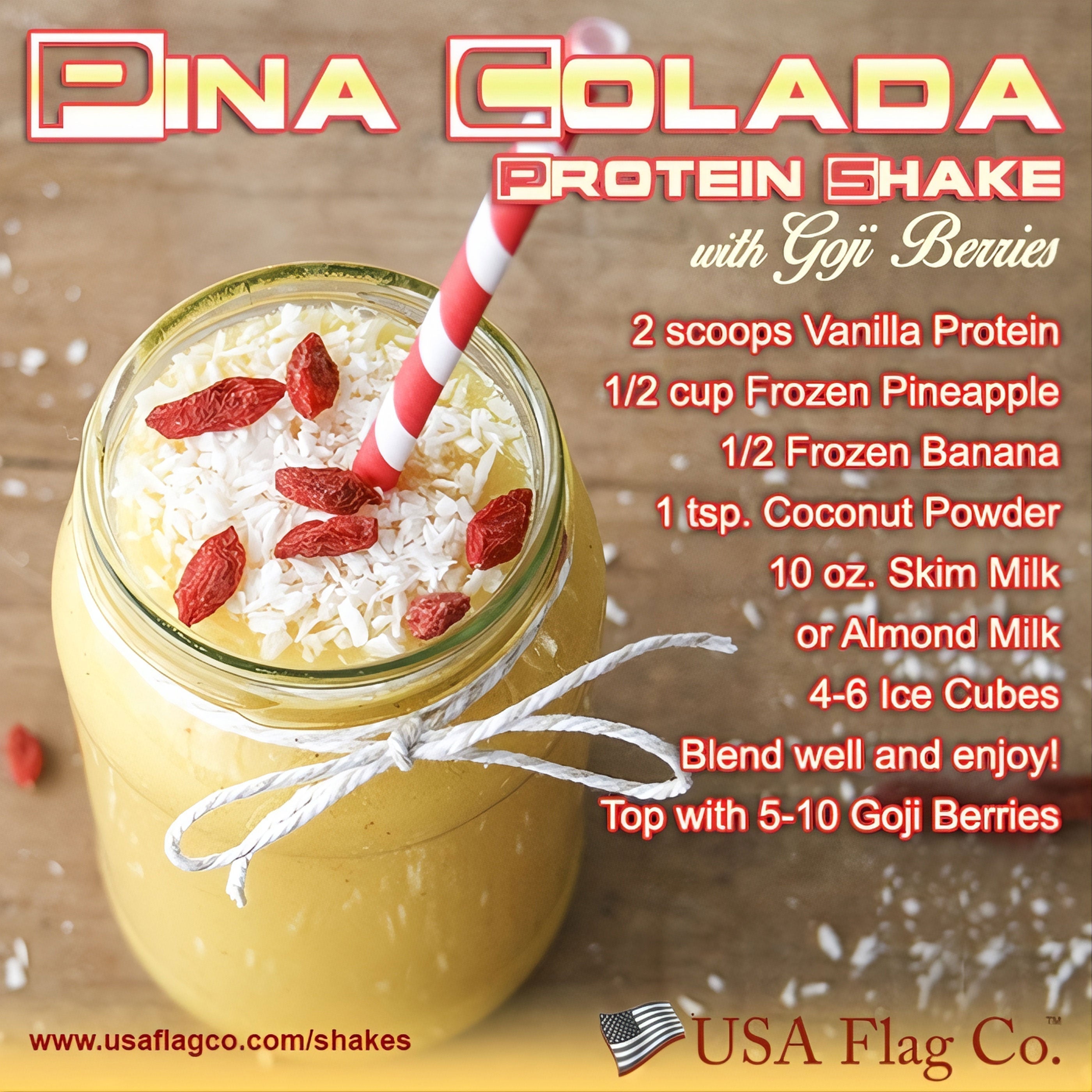Pina Colada Protein Shake Recipe with Goji Berries