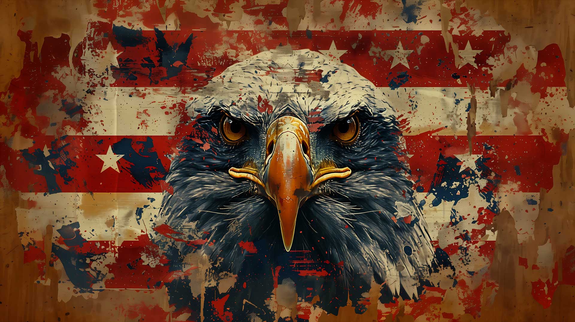 360 Patriot™: Majestic bald eagle and distressed American flag, symbolizing tangle-free flag engineering.