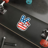 Stars and Stripes Peace Sign Hand Decal (indoor and outdoor use)