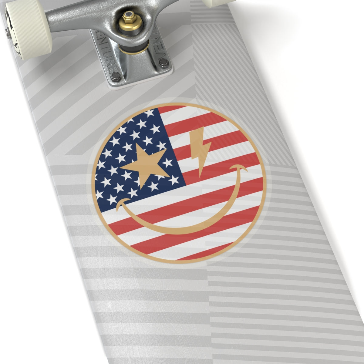 American Flag Happy Face Star & Bolt Eyes Sticker