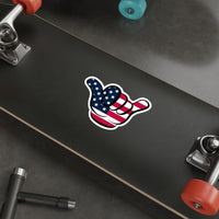 American Flag Hang Loose Hand Sign Decal (indoor and outdoor use)