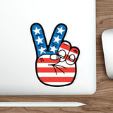 Stars and Stripes Peace Sign Hand Decal (indoor and outdoor use)