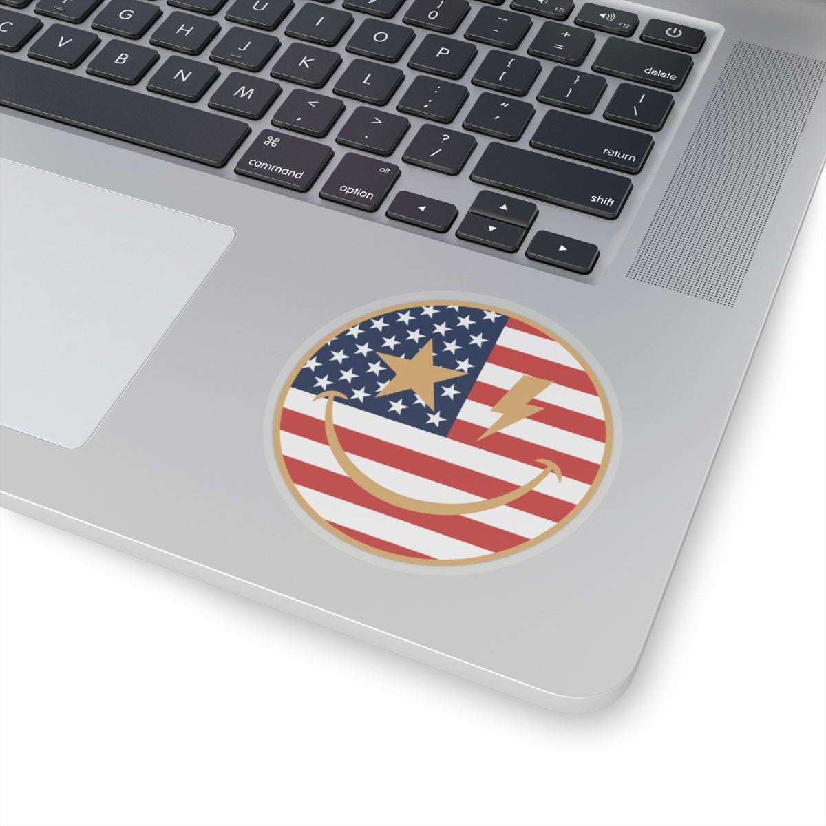 American Flag Happy Face Star & Bolt Eyes Sticker