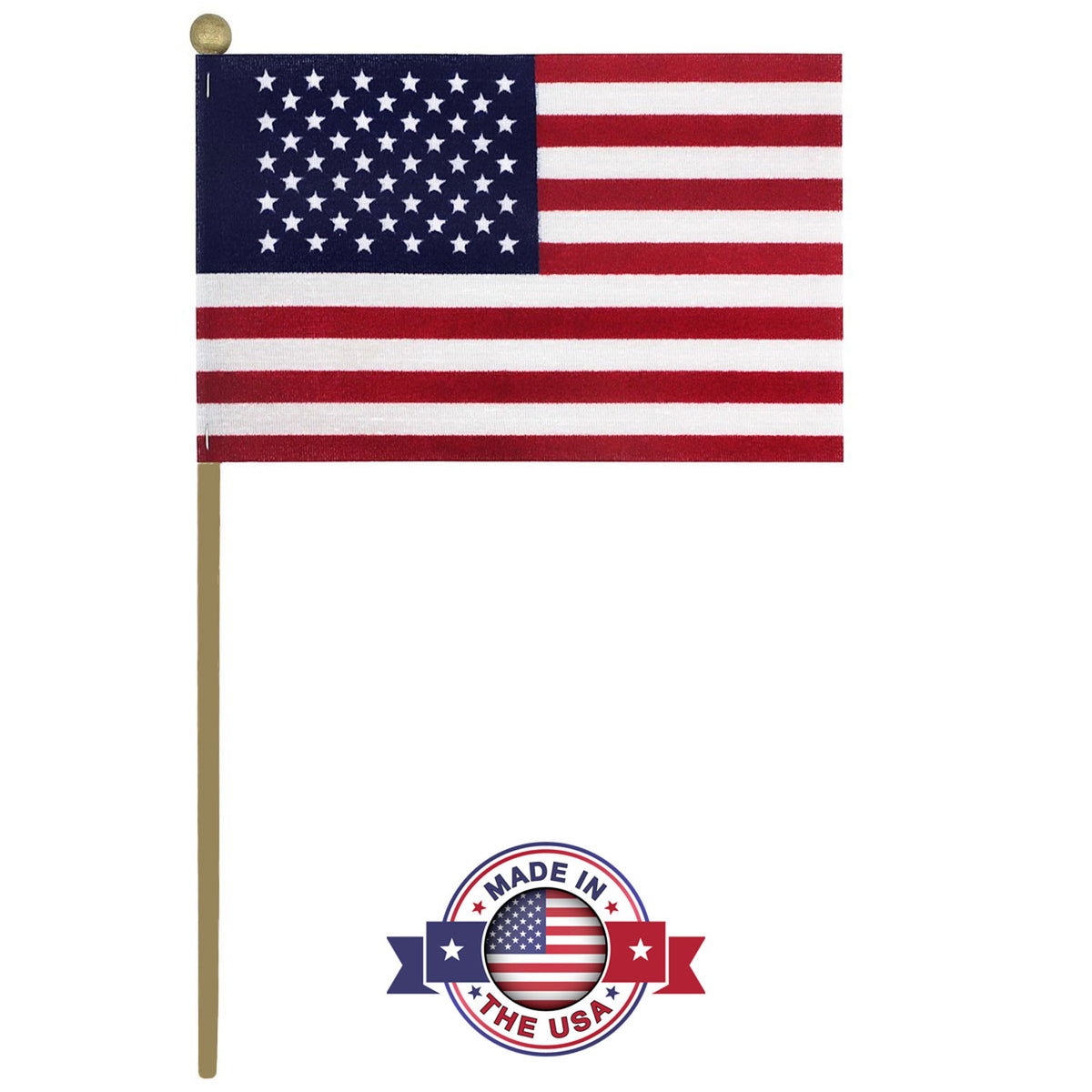 American Stick Flags 4x6 Inch - Gold Ball Tip for Safety