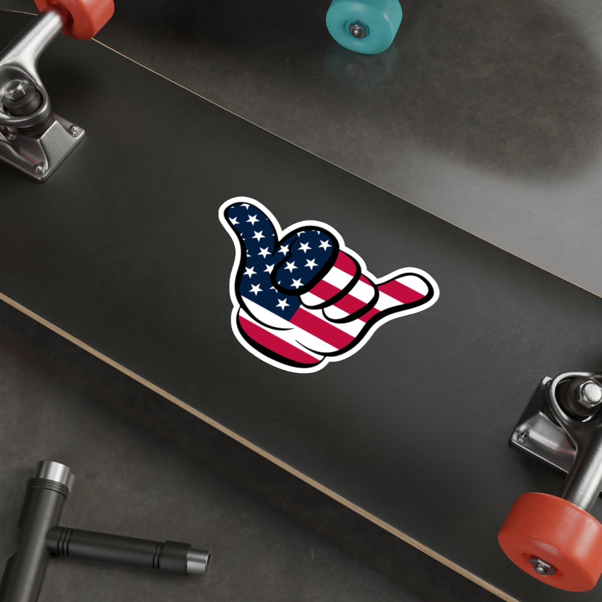 American Flag Hang Loose Hand Sign Decal (indoor and outdoor use)