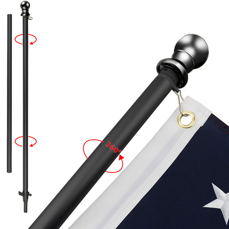 Black Flag Pole Kit (6ft, 1-inch Diameter) - USA Flag Co.