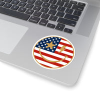 American Flag Happy Face Star & Bolt Eyes Sticker