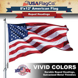 8x12 American flag with strong canvas heading and thimbles