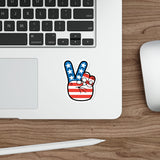 Stars and Stripes Peace Sign Hand Decal (indoor and outdoor use)