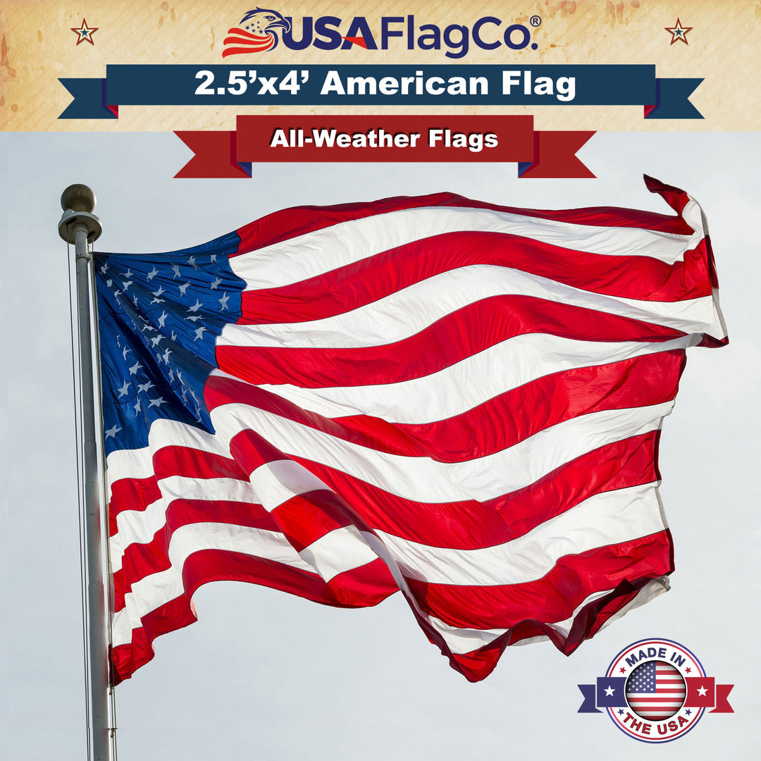 2.5x4 All Weather American Flags for Schools