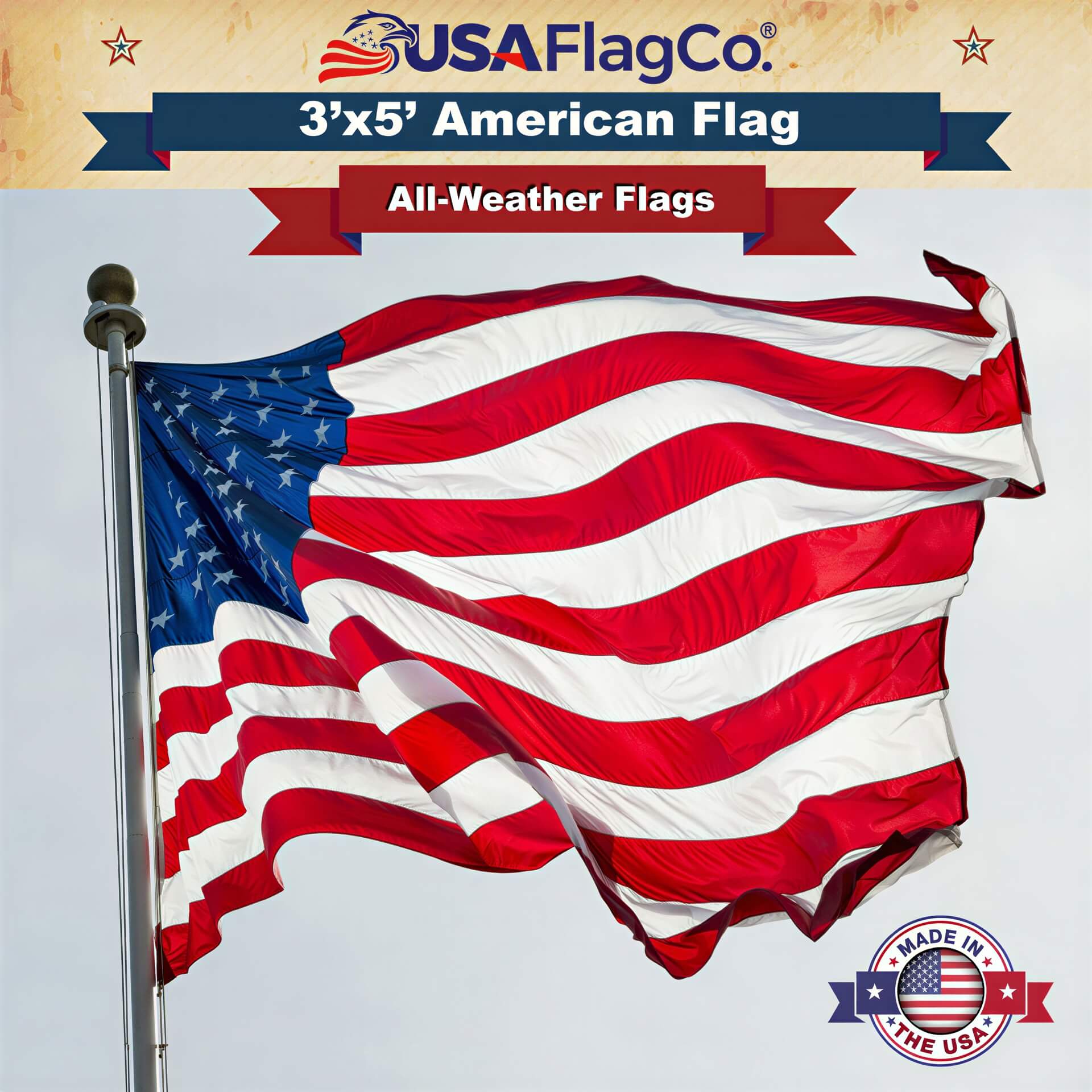 American Flag 3x5 Made in USA | Solar Shield Nylon – USA Flag Co.