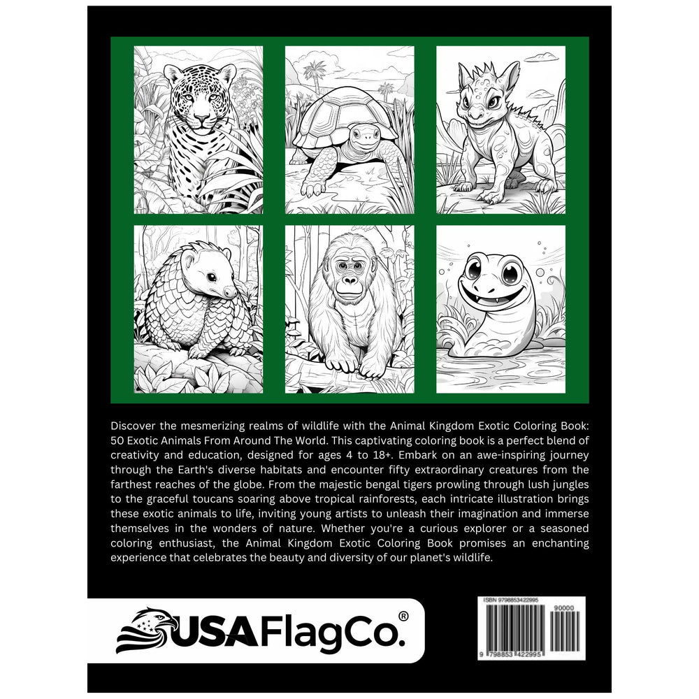 Animal Kingdom Exotic Coloring Book by Kevin Vokes | USA Flag Co.
