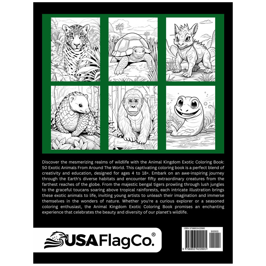 Animal Kingdom Exotic Coloring Book by Kevin Vokes | USA Flag Co.