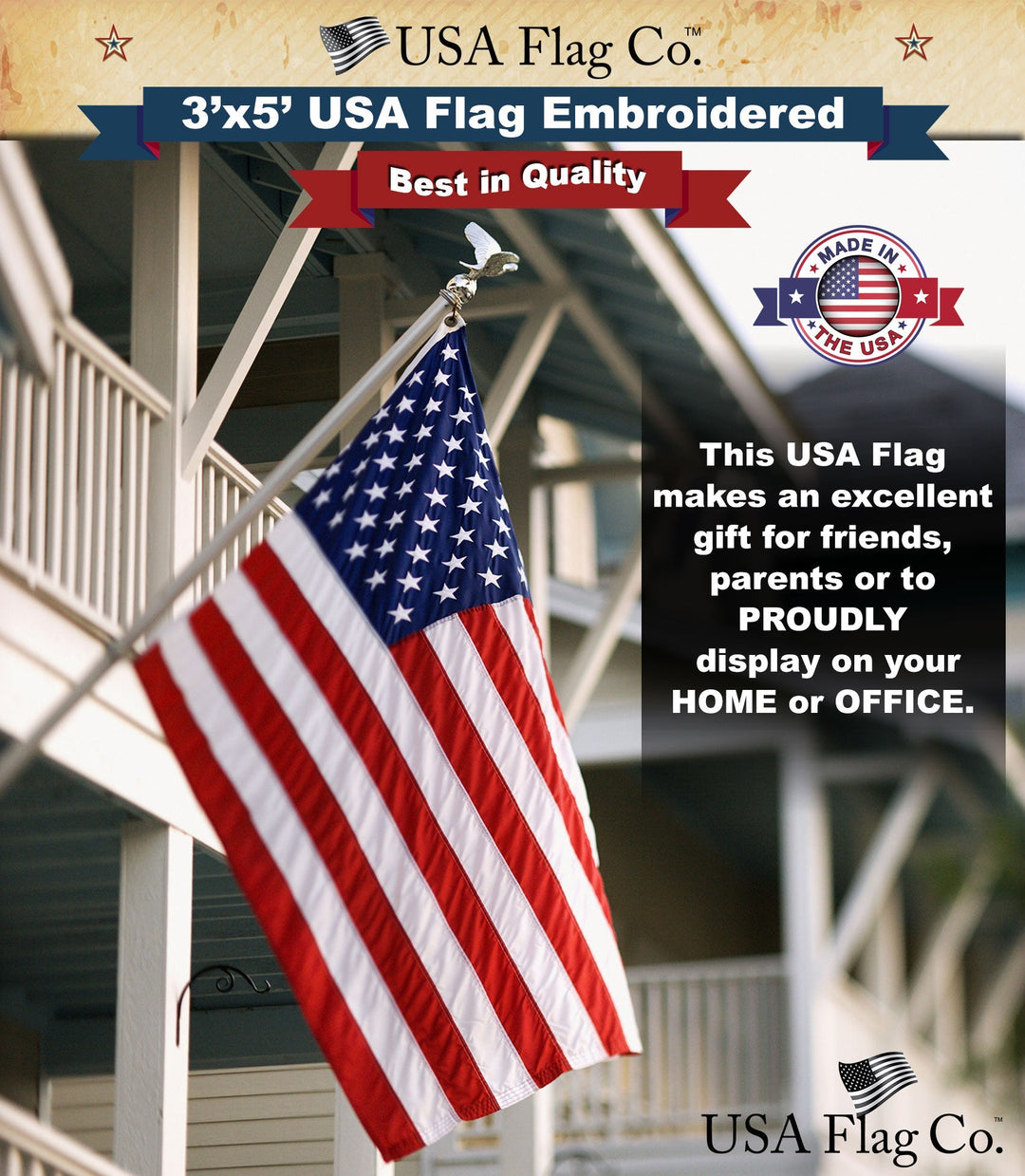 InstaPatriot™ American Flag, Flagpole & ROGUE™ Bracket Kit - Vivid White