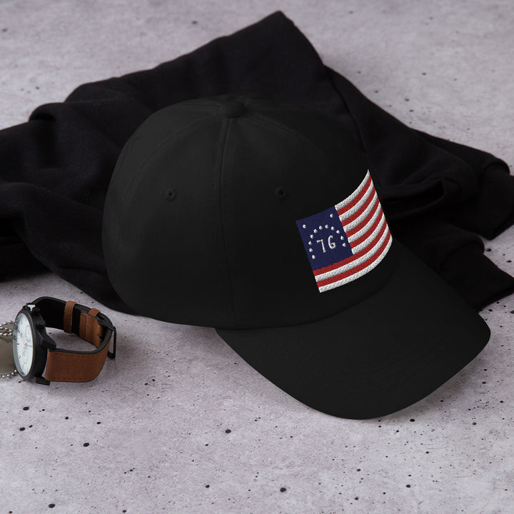 Dad Hat - Bennington Flag "1776" (Embroidered Flag)