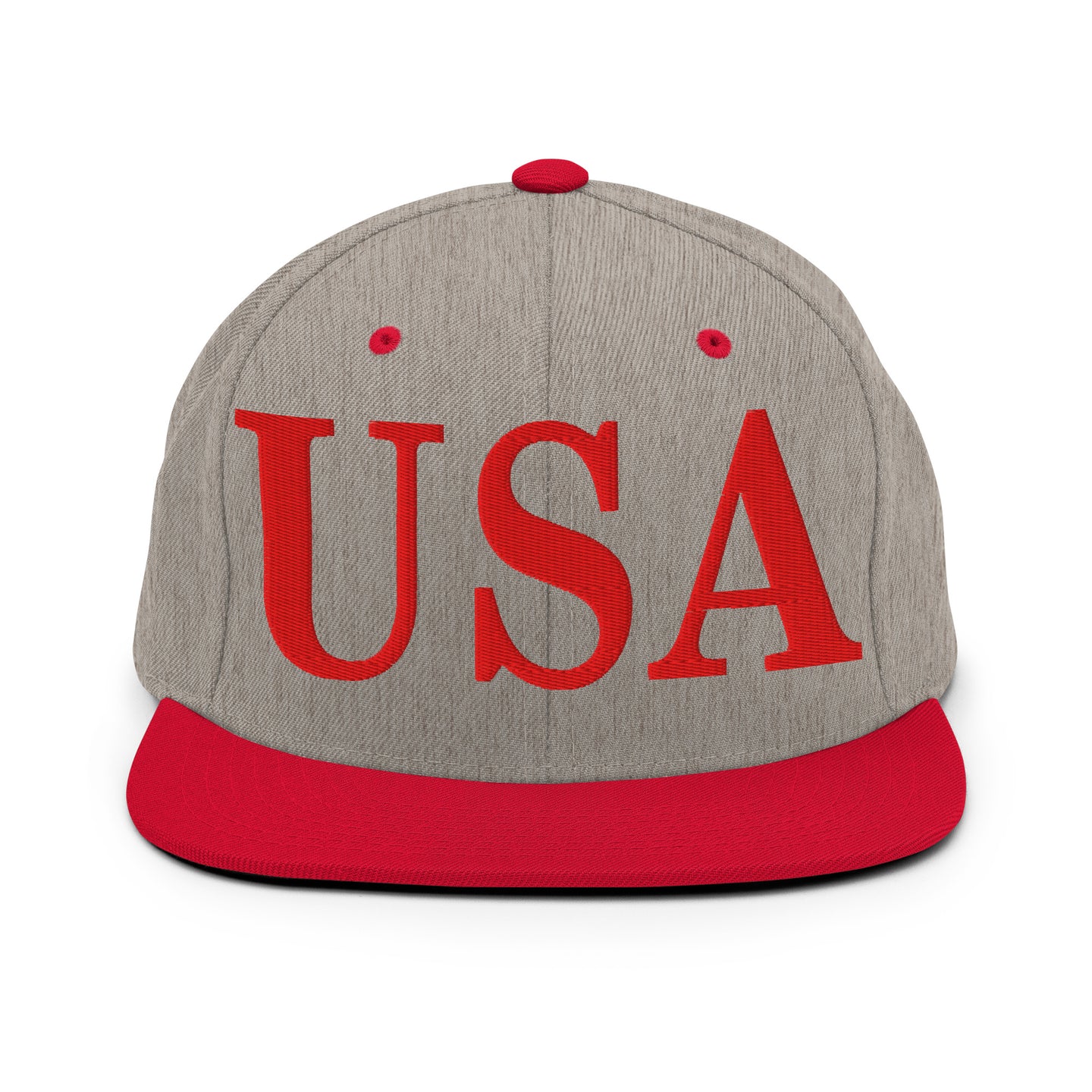 Snapback Hat - Red Embroidered USA Text