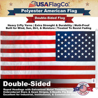 Heavy-duty 8x12 polyester US flag - ideal for high wind and all-weather display.