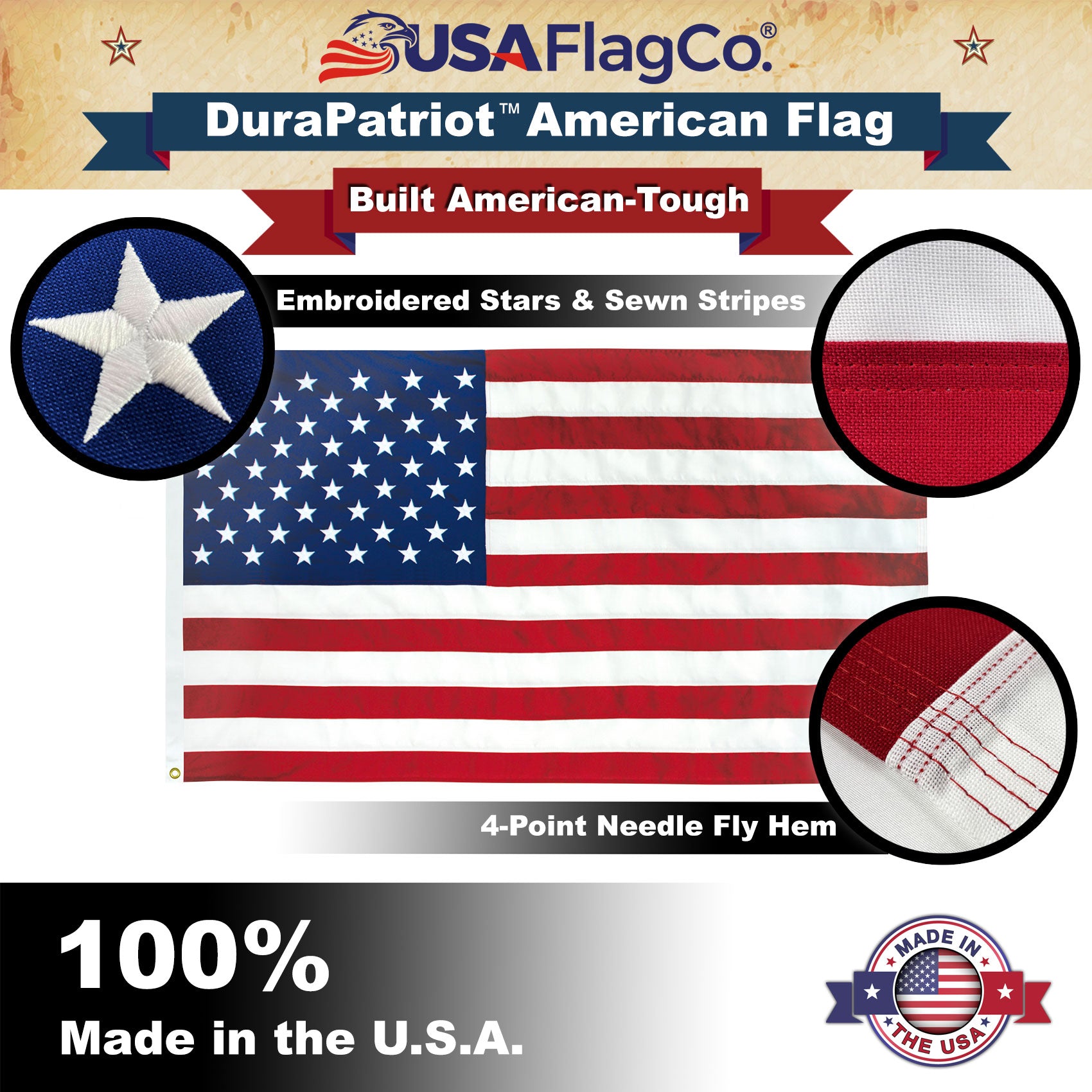 DuraPatriot™ All-Weather 5x8 American Flag by USA Flag Co.