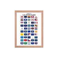 U.S. State Flags Posters with Wooden Frame