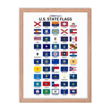 U.S. State Flags Posters with Wooden Frame