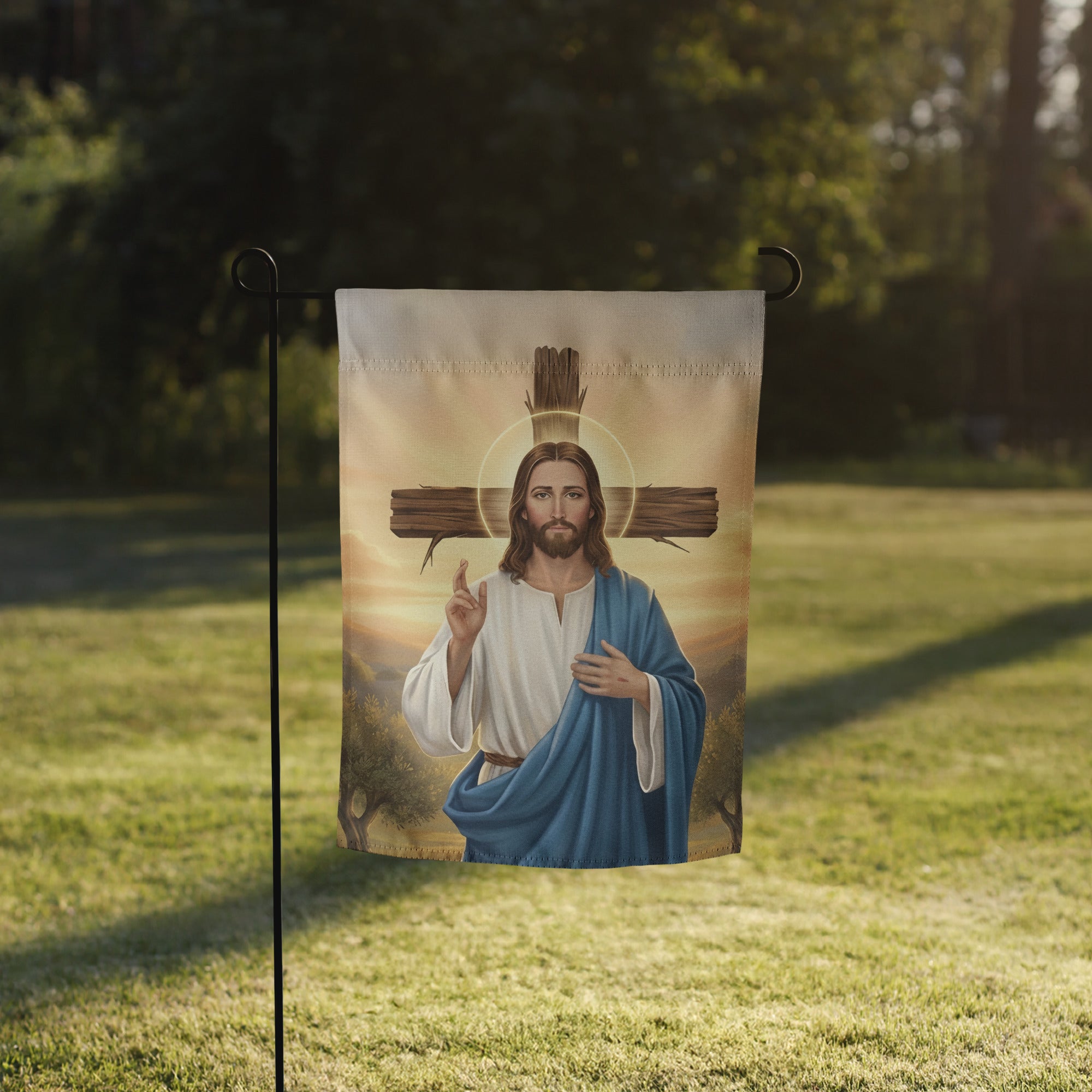 Jesus & Cross | Double-sided Garden Flag | USA Flag Co.