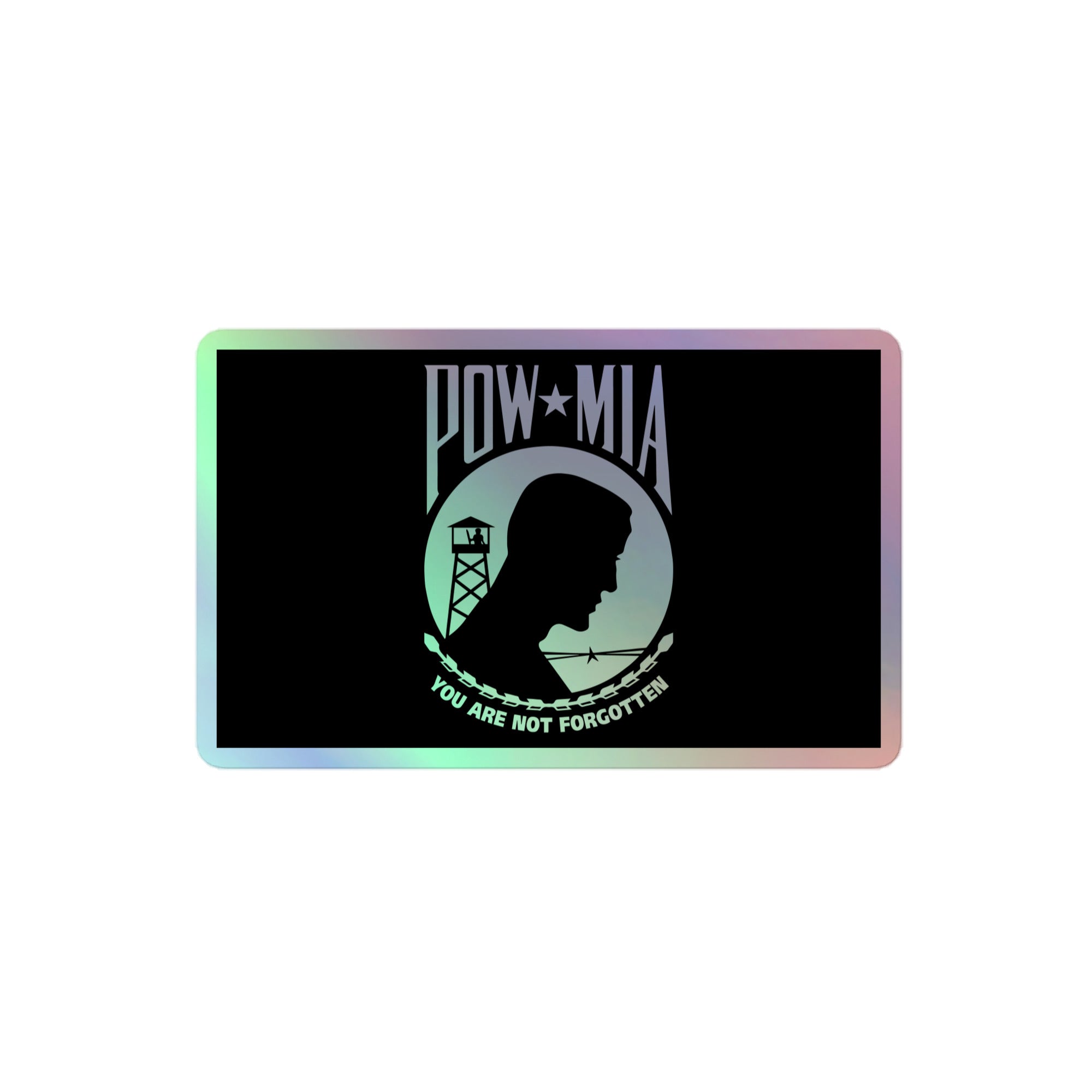 Holographic POW-MIA Flag Sticker: A Dazzling Tribute