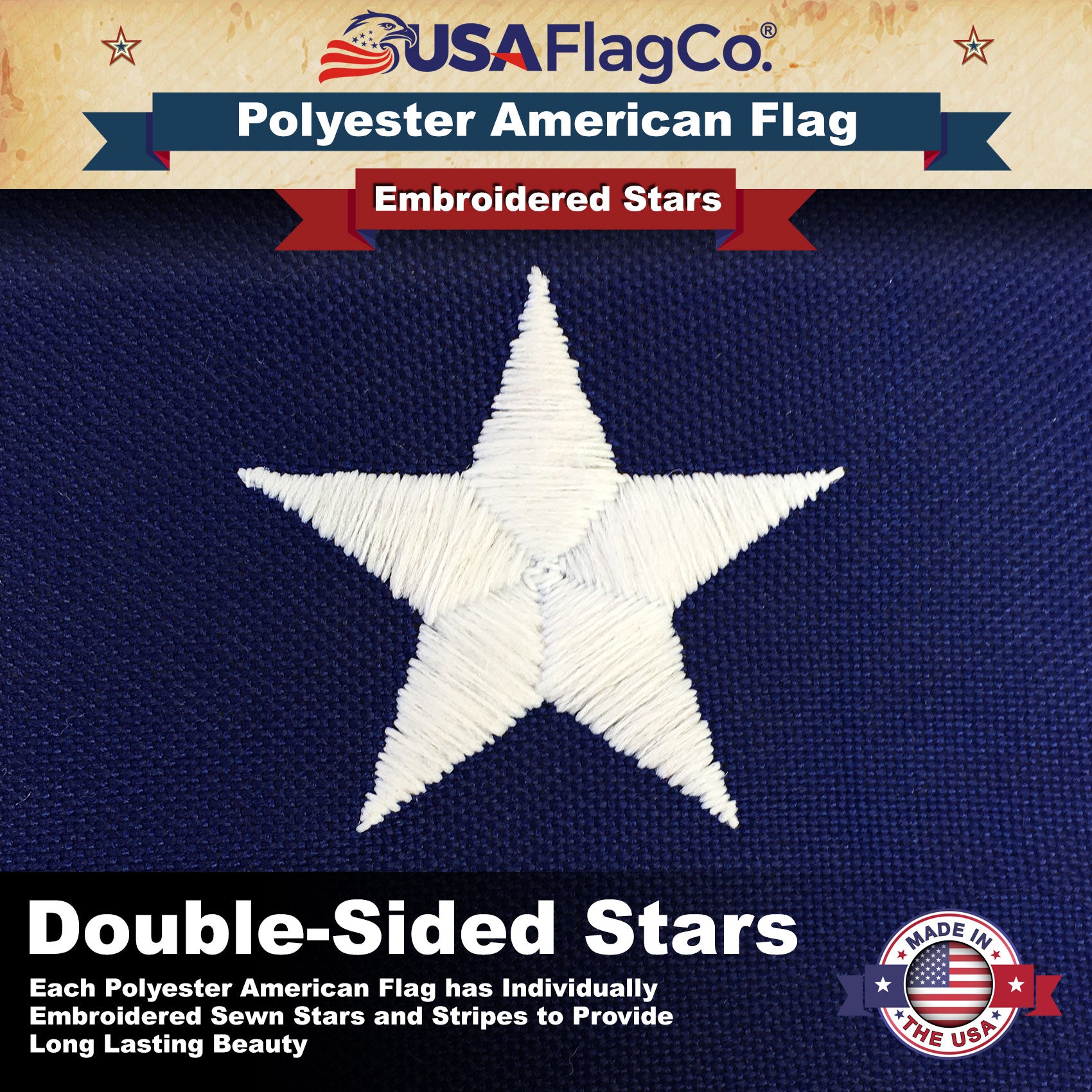5x8 US Flag: Polyester, Embroidered Stars & Stripes – USA Flag Co.