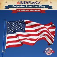 Large 8x12, 10x15 and 12x18 ft polyester US flag for commercial business or institutional display.