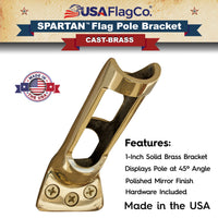 USA Flag Co. SPARTAN™ Solid Brass Flag Pole Bracket: Unyielding Elegance for Your Flag Display
