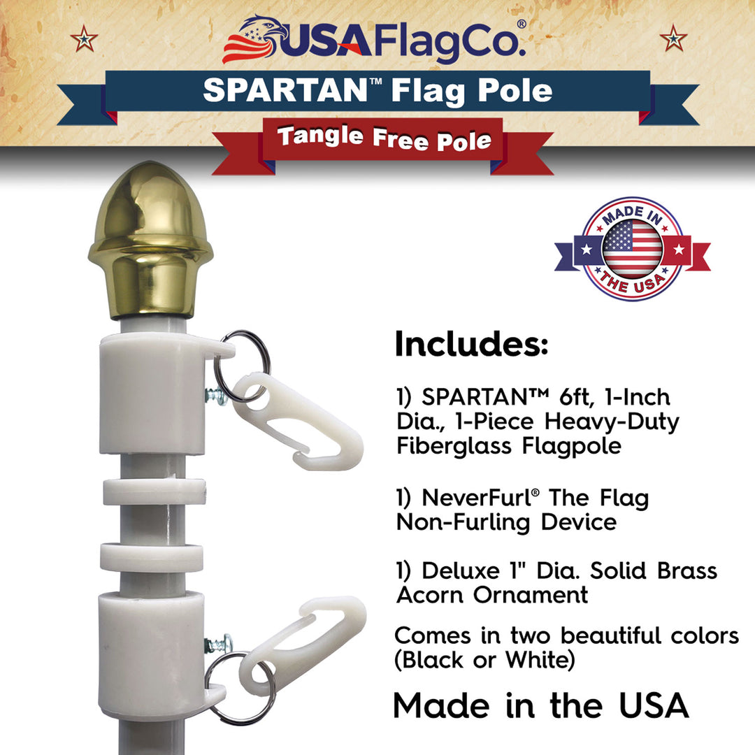 SPARTAN™ NeverFurl® 6ft Flagpole (Made in the USA)