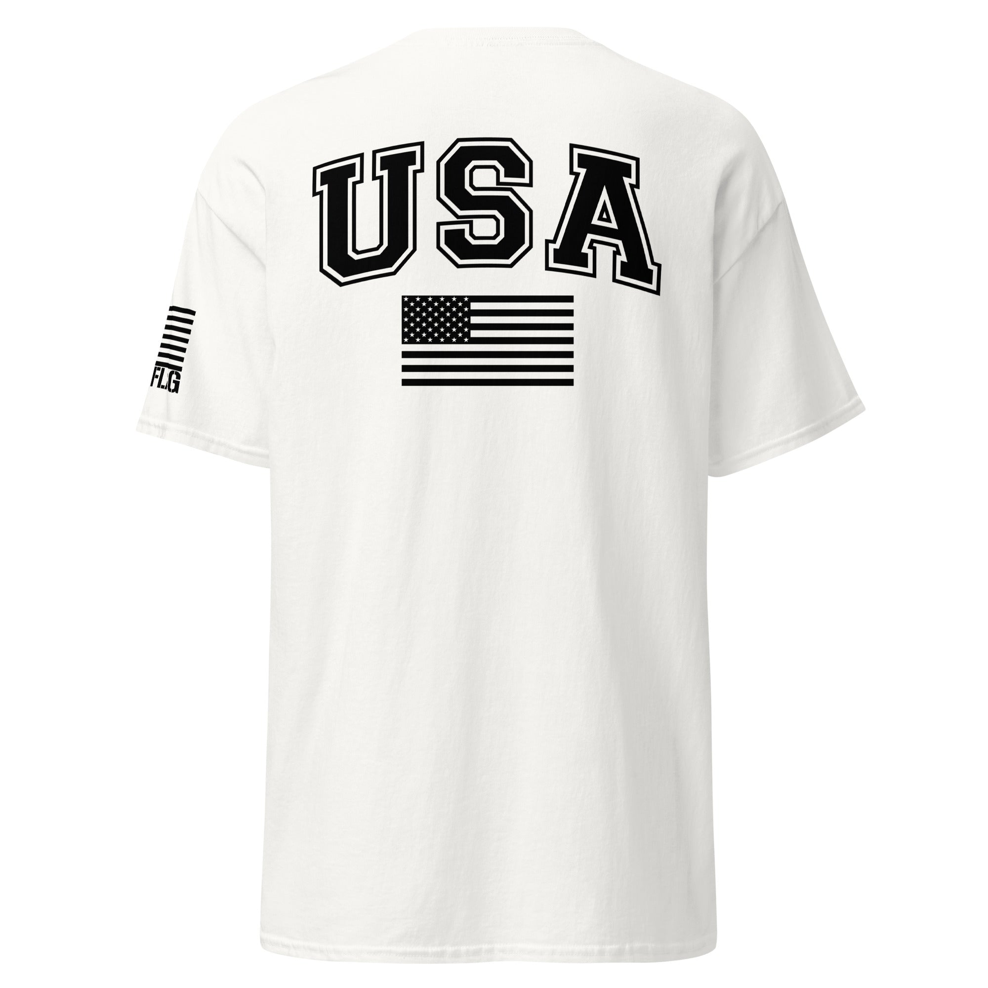 USA Flag Black College Font Light Color Unisex T-Shirts | Gildan 5000