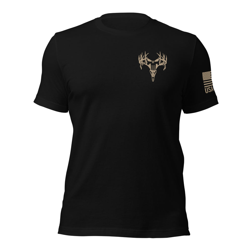 Deer Punisher with Camo American flag T-Shirt - USA Flag Co.