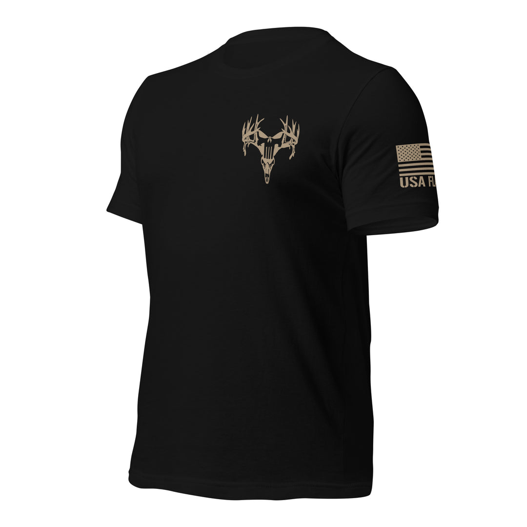 Deer Punisher with Camo American flag T-Shirt - USA Flag Co.