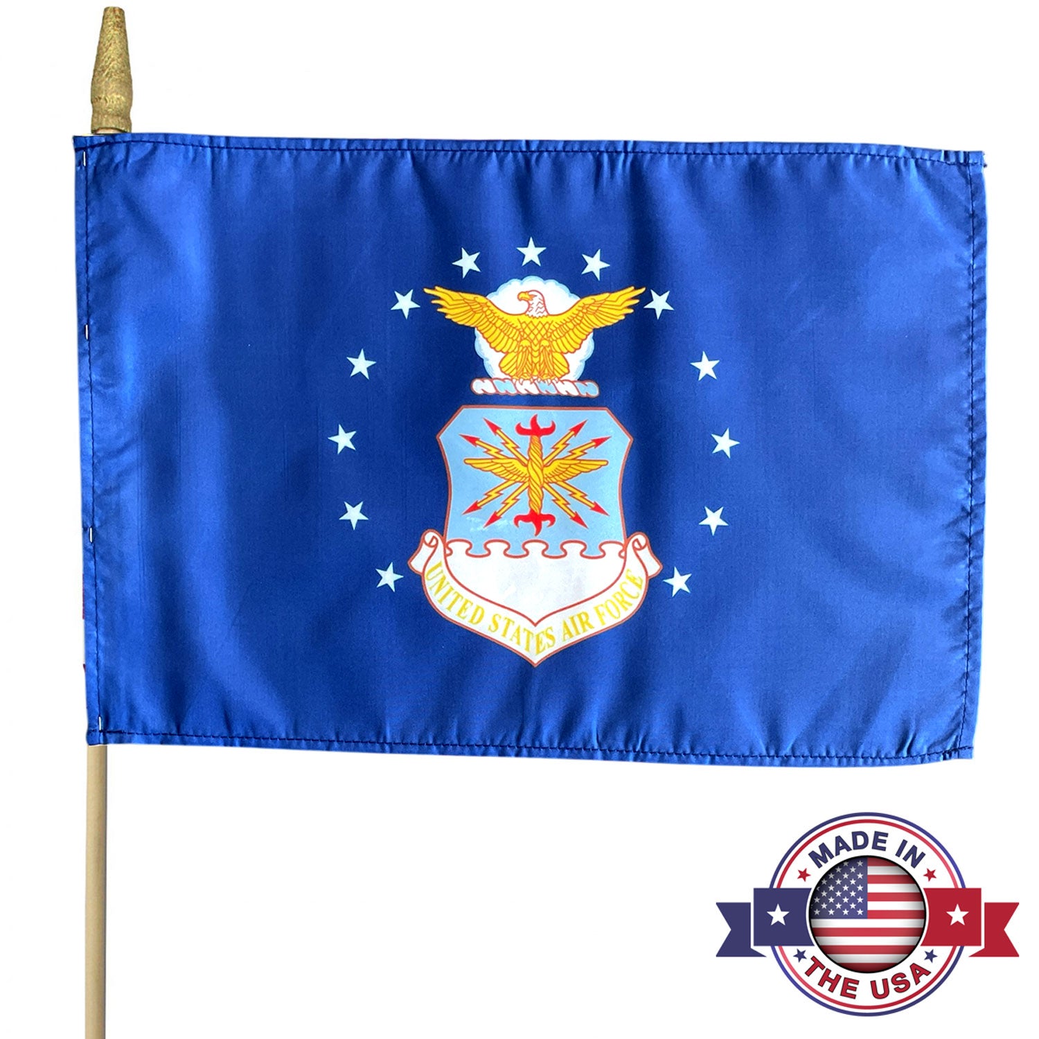 12x18 U.S. Air Force Stick Flag Screen Printed Made in USA by USA Flag Co.