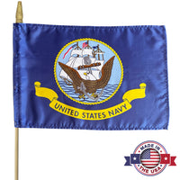 12x18 U.S. Navy Stick Flag Screen Printed Made in USA by USA Flag Co.