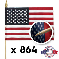 Bulk U.S. Stick Flags 12x18 Inch - 3/8"x30" Dowel - Flattened Spearhead Tip for Safety and Pointed Bottom by USA Flag Co.