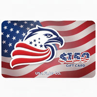 USA Flag Co. gift card with eagle design and American flag pattern