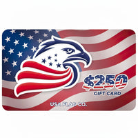 USA Flag Co. gift card with eagle design and $250 denomination
