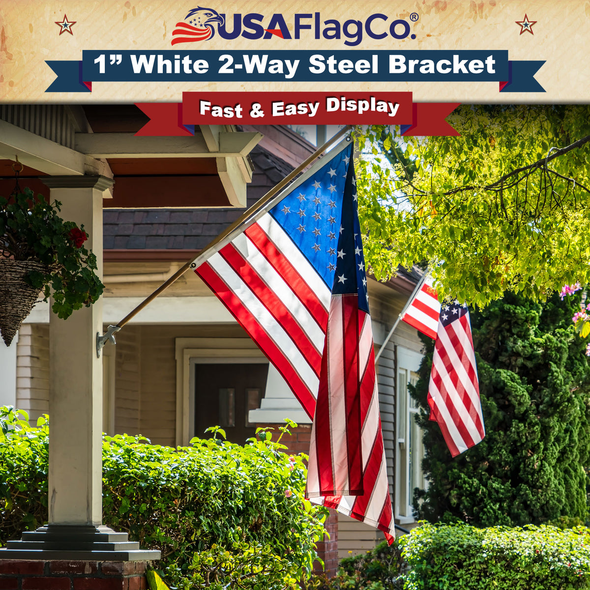 Flag Bracket TITAN™ White Flag Bracket: Durable Steel Mount | USA Flag – USA Flag Co.