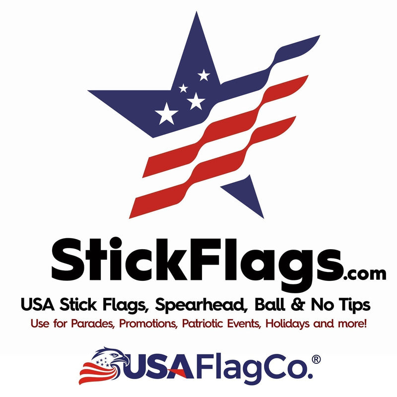 U.S. Stick Flags 12x18 Inch - 5/16"x30" Dowel - Flattened Spearhead Tip for Safety