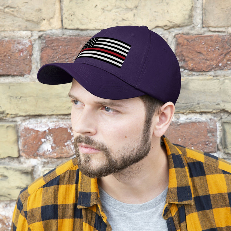Thin Red Line Flag Unisex Baseball Hat (Embroidered Flag)