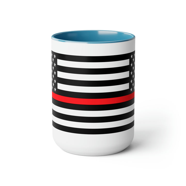 Two-Tone Thin Red Line Flag Coffee Mugs, 15oz