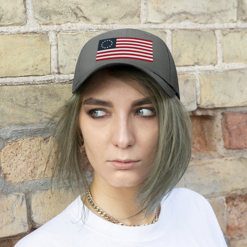 Betsy Ross Flag Unisex Baseball Hat (Embroidered Flag)