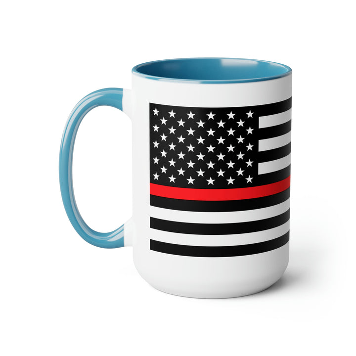 Two-Tone Thin Red Line Flag Coffee Mugs, 15oz