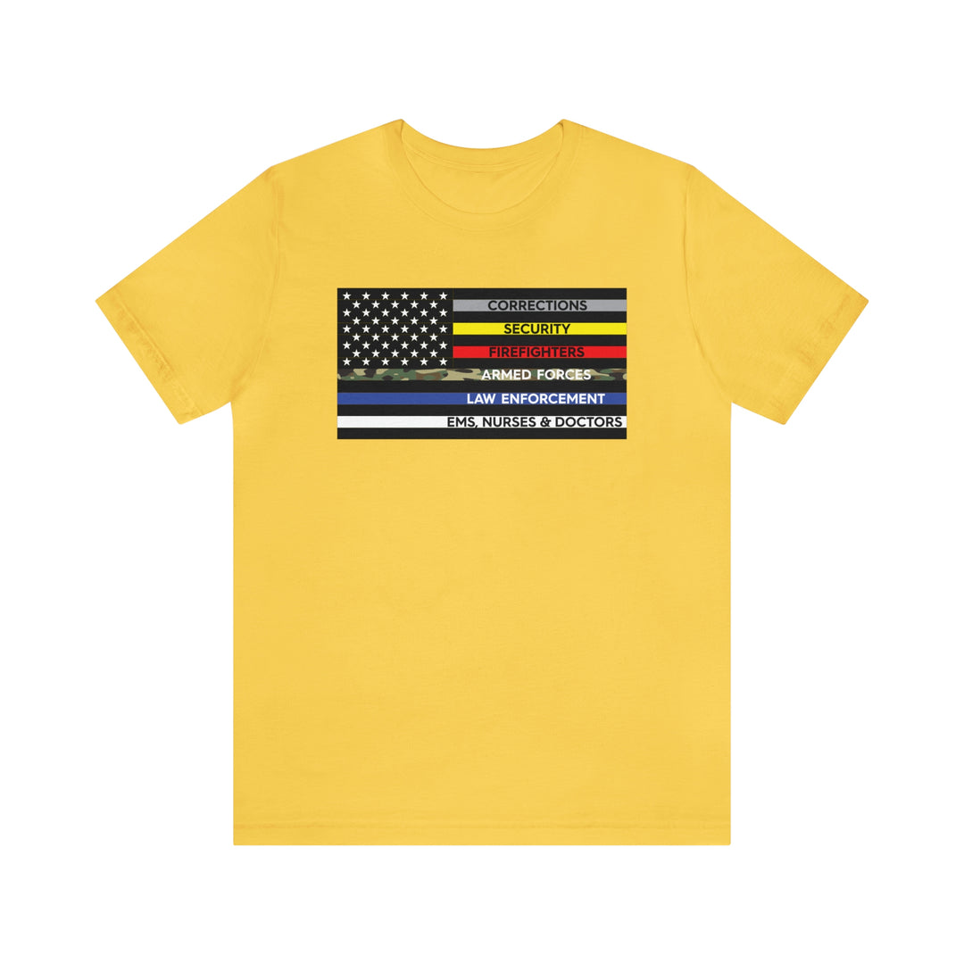 Thin Line USA Flag T Shirt: Bella + Canvas 3001