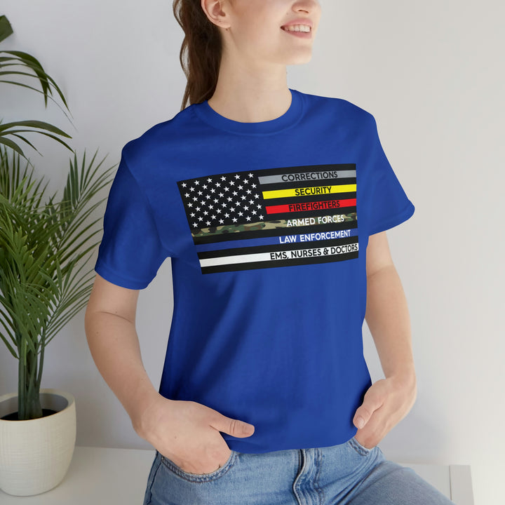 Thin Line USA Flag T Shirt: Bella + Canvas 3001